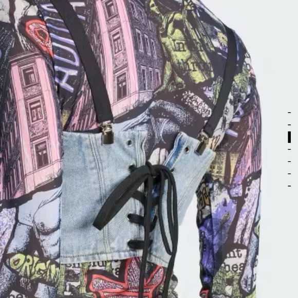 Adidas Women's Multicolor Denim Crop Top - Picture 3 of 3